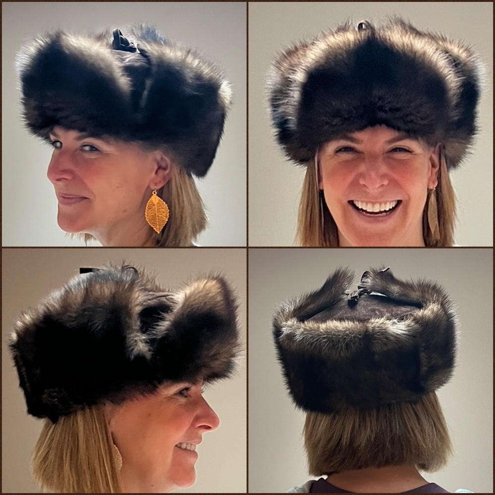 Trapper Hat, Authentic Vintage Leather and Fur Flap Hat